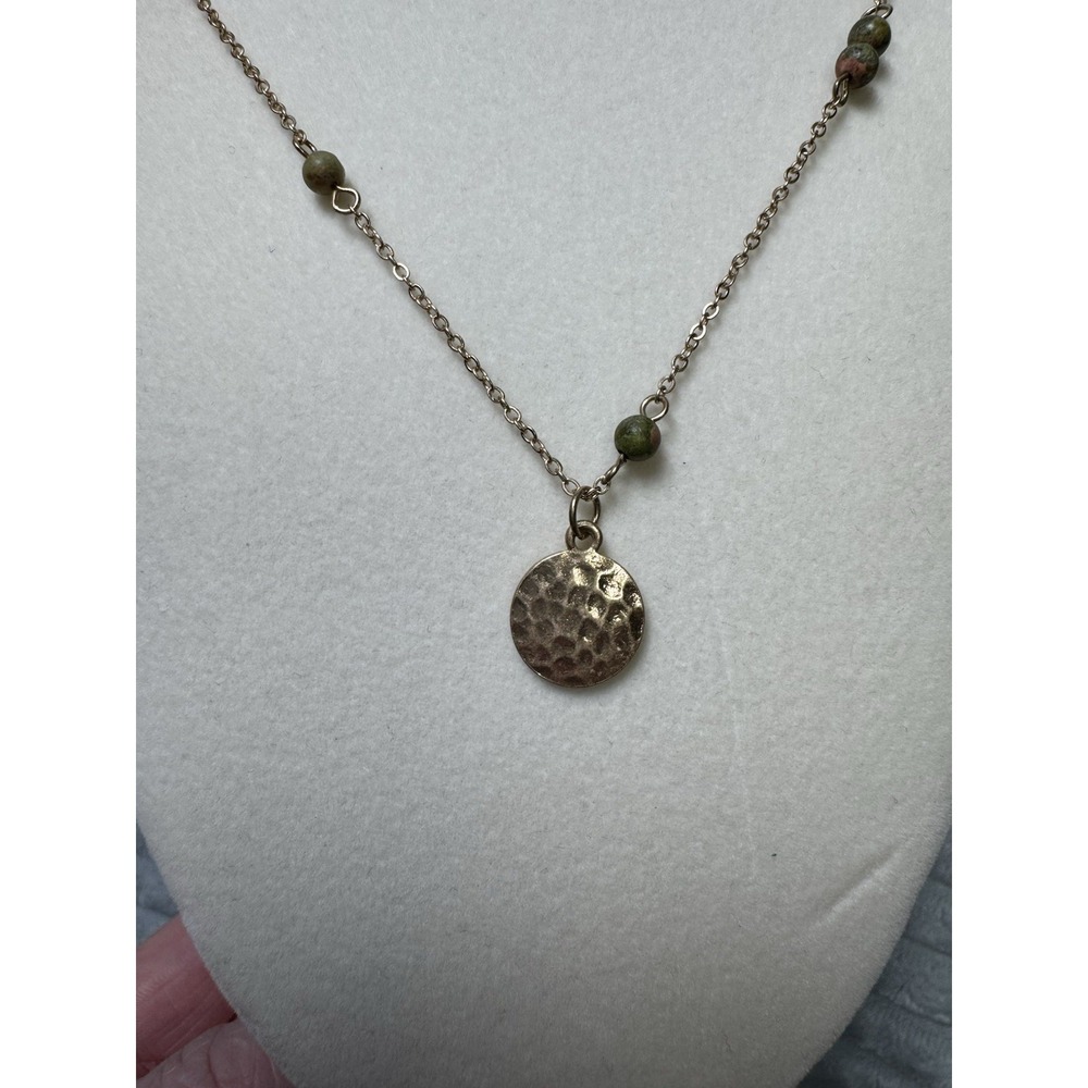 Style & Co Hammered Disc‎ Beaded Layered Pendant Necklace in Gold